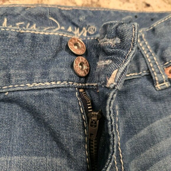 Ariya Womens Jeans 11/12 Blue Five Pocket Whiskers Bootcut Destressed Stone Wash - Picture 11 of 11